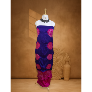 Pure Dupion <b>Silk</b> Women Chakra Bandhani Suit Handcrafted for Bridal and Festive Events - Product Image 1