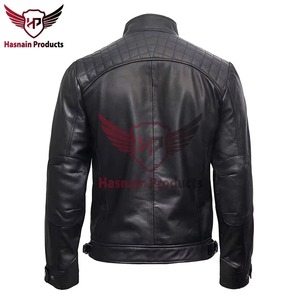 Chaqueta de Cuero Genuino Negra para Hombre, Ajustada, Estilo Motero, Cafe Racer, de Piel de Vacuno, con Hombros Acolchados, Clásica, Personalizada, Cálida para Invierno - Product Image 5