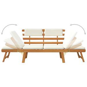 Banc de patio standard en bois d'acacia massif brun clair et crème pour l'extérieur - Product Image 6