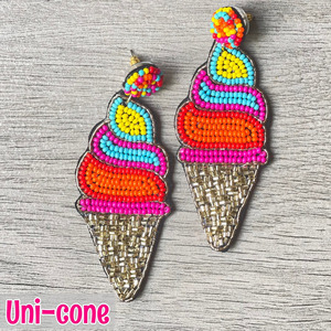 Pendientes Colgantes Bohemios con Patrón Floral de Cuentas de Colores, Diseño Artesanal de Helado, Arcoíris, Paraguas, Nube y Rayo - Product Image 5