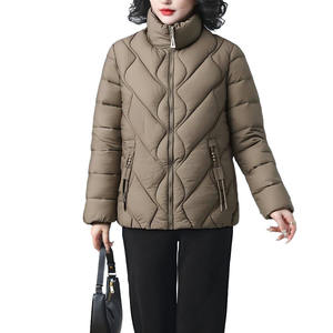 Veste d'hiver pour femme, col montant, rembourrée de duvet épais, couleur unie, vêtement d'extérieur chaud en polyester pour temps froid - Product Image 2