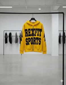 REXFIT SPORTS Sudadera con Capucha Amarilla Extra Grande Personalizada para Hombre, Ropa Bordada, Sudadera con Parche Bordado Estilo Urbano 2025 - Product Image 2