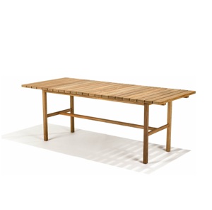 Table à manger rectangulaire en bois massif, design scandinave, moderne, écologique, imperméable, durable, stable, meubles de maison, utilisation en extérieur - Product Image 1
