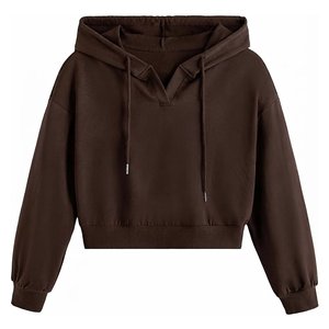 Sudadera con Capucha para Mujer, Personalizable con Logotipo, de Alta Demanda, Color Sólido, Manga Larga, Tejida, Transpirable, Corta, para Otoño - Product Image 1