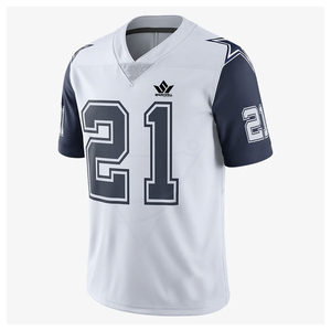 Camiseta de Fútbol Americano Blanca Personalizada para Hombre, Cuello en V, Manga Corta, Número 21 Sublimado, Absorbe la Humedad, Corte Regular, para Deportes de Equipo - Product Image 2