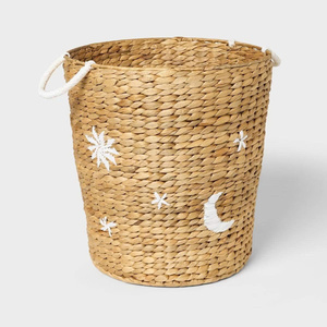 Panier de rangement en rotin naturel avec poignées, design rustique circulaire, panier multi-usages pour l'organisation - Product Image 5