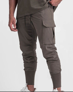 Pantalones Cargo Beige para Hombre, Cintura Elástica, Múltiples Bolsillos, Joggers Casuales, Transpirables, de Algodón, para Primavera - Product Image 4
