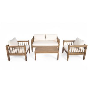 Set di Mobili da Patio a 4 Pezzi con Tavolino, Cuscini Spessi, Set da Conversazione per Esterni di Ba - Product Image 4