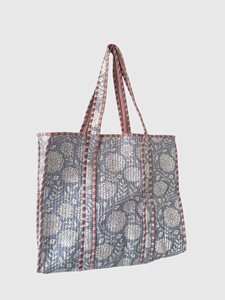 Sac fourre-tout en coton à motif floral, style bohème, ouvert sur le dessus, pour le shopping toutes saisons - Product Image 2