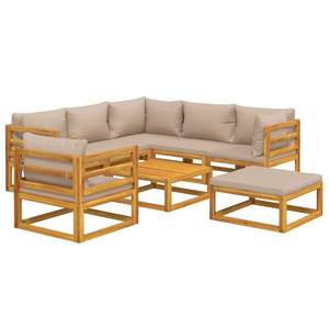 Conjunto de Muebles de Jardín Taupe, Colección de Muebles de Patio de Madera Natural - Product Image 3