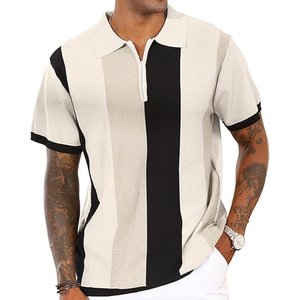 Polo pour homme – Tricot rayé vintage, coupe ajustée décontractée, idéal pour le quotidien et le sport - Product Image 1