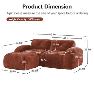 Divano Ergonomico a L Senza Struttura in Velluto Morbido con Design Trapuntato, Spugna ad Alta Densità 32D, Nessun Montaggio Richiesto per Soggiorno - Product Image 4