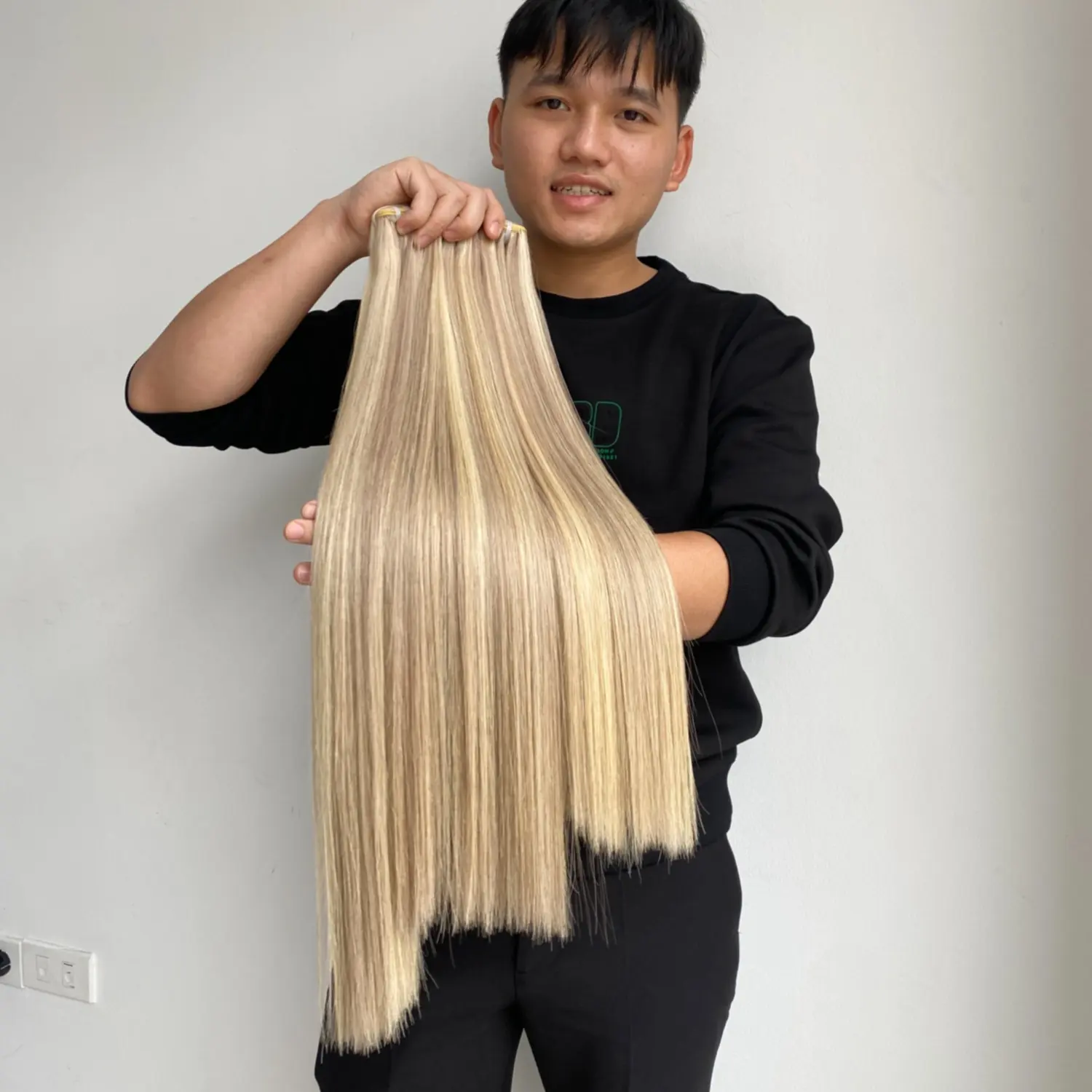Preço de atacado de fábrica, cabelo humano vietnamita cru, extensões de cabelo de trama, cor de destaque, cabelo super duplo desenhado, tecelagem