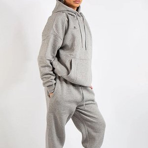 <b>Women</b> Oversized Solid Color <b>Fleece</b> Pullover Sweatshirt <b>Joggers</b> Set Cotton Tracksuit Casual Winter Wear Loose Fit Trousers - Product Image 1