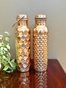Healthy Benefits Drinkwara Handmade Ayurvedic Custom Water Bottles Pure Copper Filling of Bottle Yoga Meditation Bottle Flask - Product Image 3