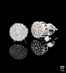 Iced Out Round Lab Grown Diamond Earrings In 925 Sterling <b>Silver</b> Luxury Style - Product Image 3