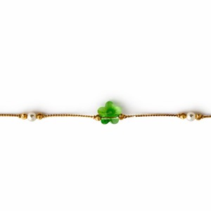 18ct Gold Green Crystal Clover Charm <b>Adjustable</b> Chain <b>Bracelet</b> for Women Minimalist Elegant Jewelry Daily Wear Party Gift - Product Image 3