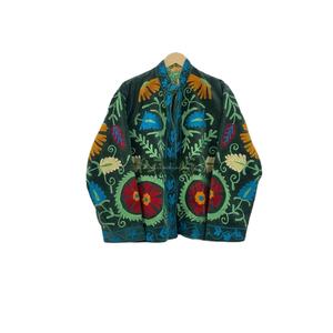 Wholesale Cotton Suzani <b>Velvet</b> Unisex Jacket with Uzbek Hand Embroidery Floral Pattern <b>Coat</b> Boho Hippies Style <b>Coat</b> - Product Image 1