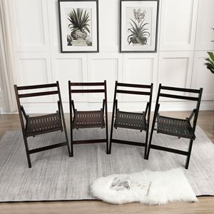 Set di 4 Sedie Pieghevoli in Legno di Ciliegio con Doghe, Stile Speciale per Eventi, Arredamento Pieghevole - Product Image 1