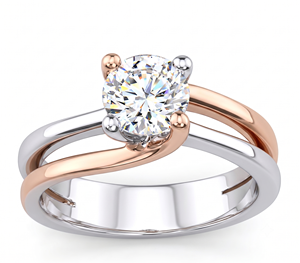Anillo de compromiso solitario de dos tonos entrelazados con diamantes cultivados en laboratorio - Product Image 1