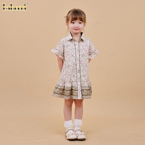 ชุดเดรสทรงเอลายดอกไม้สำหรับเด็ก ผ้าฝ้าย 100% ตกแต่งด้วยมือแบบสม็อค เป็นมิตรกับสิ่งแวดล้อม ODM - DR4535 - Product Image 6