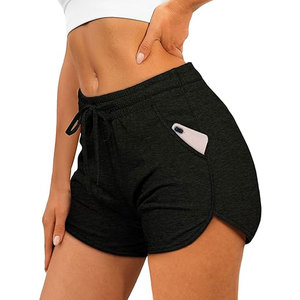 Shorts Deportivos para Mujer, Cintura Alta, Estilo Delfín, con Bolsillos y Cordón Ajustable, Transpirables, de Secado Rápido, para Yoga - Product Image 1
