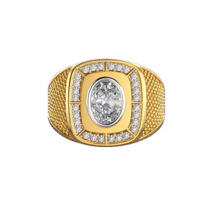 Expensive Classic Moissanite Men's <b>925</b> Sterling <b>Silver</b> 14K Gold Plated Wedding Engagement Anniversary Party Cocktail <b>Ring</b> - Product Image 1