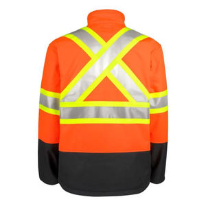 Veste de sécurité haute visibilité pour hommes, orange, avec bande réfléchissante, en polyester, vêtements de travail, uniforme de chantier - Product Image 3