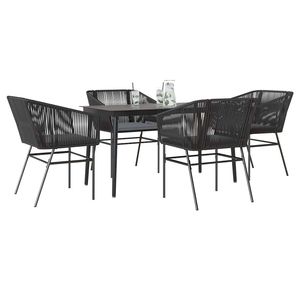 Dark <b>Grey</b> Garden Dining Set 4 Seater Rattan Metal <b>Frame</b> Contemporary Outdoor Furniture Weather Resistant - Product Image 1