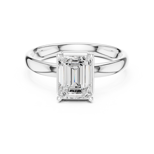 Bague de fiançailles et de mariage classique pour femme en argent sterling 925 avec moissanite taille émeraude, bijoux fins - Product Image 3