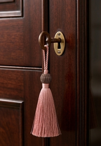 Borla de tela rosa con cuentas colgantes, decoración para el hogar, estilo bohemio, accesorio para la sala de estar - Product Image 4