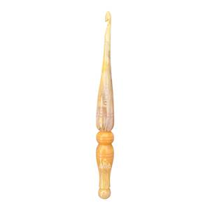 Imperial Crafted Home Resin Yellow White <b>Crochet</b> Round <b>Hook</b> Set Hand Painted Yarn Weaving Tools 18cm 2mm - Product Image 1