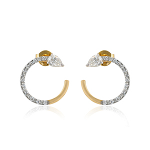 Pendientes de Aro con Diamantes Cultivados en Laboratorio de Oro de 14K, Pendientes de Aro Abiertos con Diamantes de Lujo para Mujer - Product Image 2