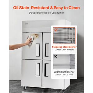 Équipement de réfrigération pour cuisine commerciale, réfrigérateur vertical à dégivrage automatique de 31,89 pouces de largeur et 31,4 pieds cubes avec quatre portes - Product Image 6