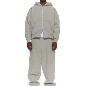 Ensemble survêtement surdimensionné personnalisé Ville Sports, sweat-shirts à double fermeture éclair et pantalon de survêtement, survêtement streetwear pour hommes - Product Image 1