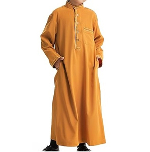 Top Quality Solid Color Ethnic Clothing Long Sleeve Kids Thobes Jubba Dress Cotton <b>Thobe</b> Comfortable Muslim Robe Kids Thobes - Product Image 1