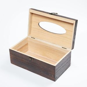 Cubierta Decorativa para Caja de Pañuelos, Hecha a Mano, de Madera de Acacia, con Tapa Abatible, Dispensador de Servilletas de Estilo Clásico - Product Image 4