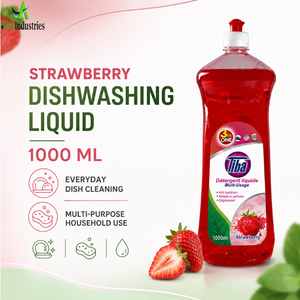 Liquide de nettoyage pour la cuisine |   Détergent à vaisselle haute mousse parfumé à la fraise, dégraissant pour assiettes et ustensiles de cuisine, pack économique 1000ml - Product Image 5