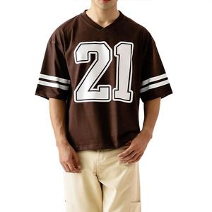 Maillot de sport unisexe en mesh marron personnalisé, col en V, sublimation, meilleure qualité, coutures soignées, maillot de football américain marron alternatif - Product Image 3