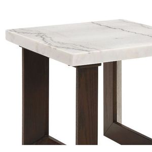 Tavolino Edwyn con Finitura Bianca Espresso e Piano in Marmo Naturale, Design Elegante per Tavolino da Caffè - Product Image 5