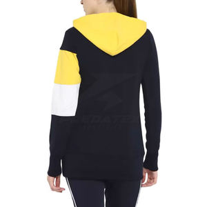 Sweat à capuche pour femme, collection automne-hiver, vente en gros, logo personnalisé, color block, coupe courte, en polaire, coupe oversize, col ras du cou - Product Image 2