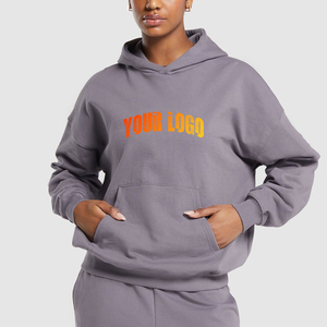 Custom Made Womens Hoodies High Quality 340gsm Cotton Fleece Oversized <b>Drop</b> Shoulder Pullover Quick Dry Breathable Hoodie - Product Image 1