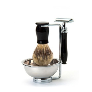 Juego de brochas de afeitar elegantes de primera clase para hombre, con estuche de cuero, mango de estilo y calidad, herramienta de aseo, set de afeitado con cuero. - Product Image 6