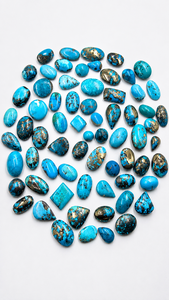 Cabochon ovale en turquoise naturelle véritable de qualité supérieure, très demandé, pierre brute polie bleu-blanc pour la fabrication de bijoux - Product Image 3