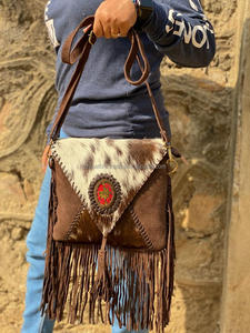 กระเป๋าหนังนิ่มคลุมผมสไตล์ตะวันตกสำหรับผู้หญิง, กระเป๋าหนังสไตล์โบฮีเมียนขนสัตว์คุณภาพสูง - Product Image 2