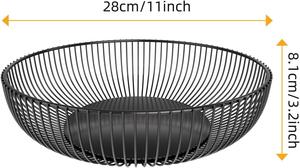 Contemporary Slatted Wire Mesh Fruit <b>Basket</b> Matte Black Powder Coated Metal Bowl Storage Vessel Dining <b>Table</b> Decor - Product Image 2