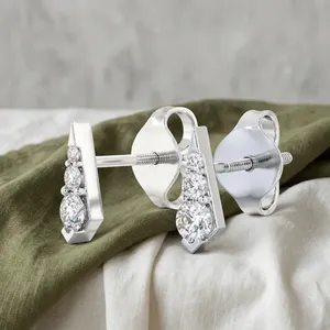 Pendientes de Lujo Chapados en Oro para Mujer, Corte Brillante Redondo, Diamantes para Boda, Compromiso, Regalo, Joyería Fina, Pendientes de Diamantes para Mujer - Product Image 3