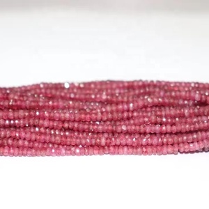 100% חרוז טבעי רובי פנים רונדלה 3 מ "מ גובה אבן יקרה עבור עשיית תכשיטים ומלאכה - Product Image 1