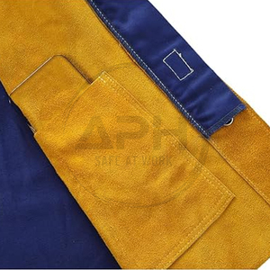 Chaqueta de Soldador de Cuero Resistente, Manga Larga, Cuello Alto, Cierre de Botones, Ropa de Trabajo Industrial Personalizada - Product Image 5