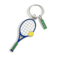 Llavero de Raqueta de Tenis con Forma Ovalada de Aleación de Zinc, Impresión de Serigrafía de Dibujos Animados Vintage, Personalizado, Souvenir de Club Deportivo